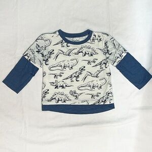 Hatley Faux Layered long sleeve Dinosaur Shirt - 2T